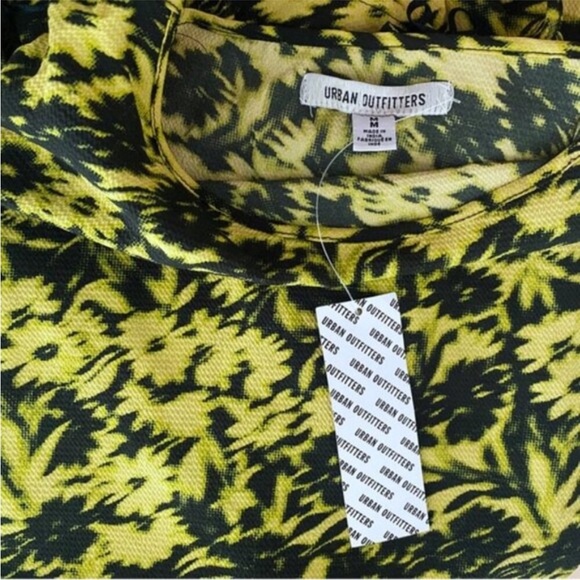 Urban Outfitters | Camille Mini Frock Dress Yellow Green Digitized Floral Medium - Picture 15 of 16